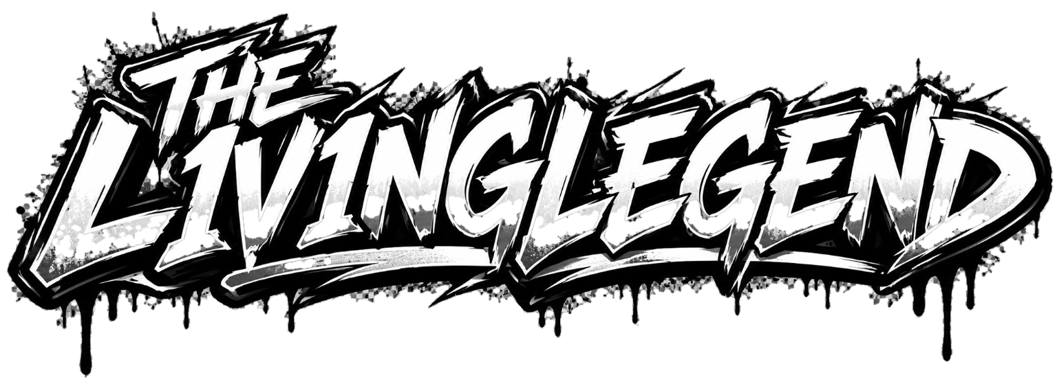 The Living Legend black and white graffiti logo